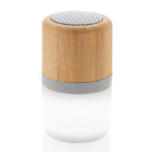 New Trendy Small Wooden Round Bamboo Led Light Lamp Wireless Blue tooth Speaker